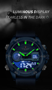 NAVIFORCE 9223 BEBEBE Montre-bracelet de luxe bleue à mouvement japonais à quartz analogique pour hommes d'affaires, étanche avec date - Product Image 4