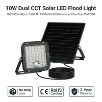 Faro LED Solare 10W ad Alta Efficienza 150lm/w con Doppia CCT, Sensore PIR, Temperatura di Lavoro -20°C ℃   fino a 50 ℃