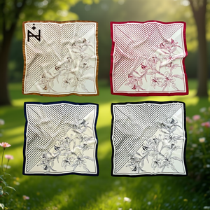 Elegante foulard quadrato floreale 70x70 cm in poliestere leggero, accessorio moda per donna, design traspirante per primavera estate - Product Image 2