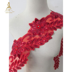 3D Hoa Kim Cương thêu đính sequin hạt <span class=keywords><strong>TRIM</strong></span> vàng hạt sequin thêu ren cho trang phục - Product Image 4
