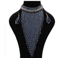 Ensemble de bijoux traditionnels ethniques zoulou pour femme, collier africain, cascade zoulou, maasai, franges perlées, long pendentif, collier, boucles d'oreilles