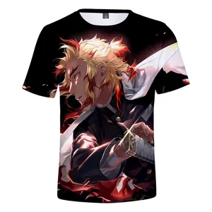 New Design Custom Pattern Anime T Shirt Polyester Cotton Sublimation Shirt Demon Slayer Clothing Tshirt