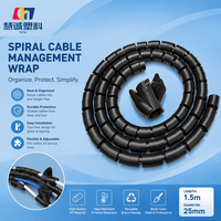 Selubung Kabel, Tabung Pelindung Kabel Spiral, Pengatur Kabel, 8mm-42mm, Hitam, CE RoHS, Bebas Halogen, Tahan UV