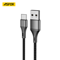 ASPOR AC-16 3A kabel nilon kepang 3A kabel Data USB pengisian aman 1M kabel Transfer Data kecepatan tinggi