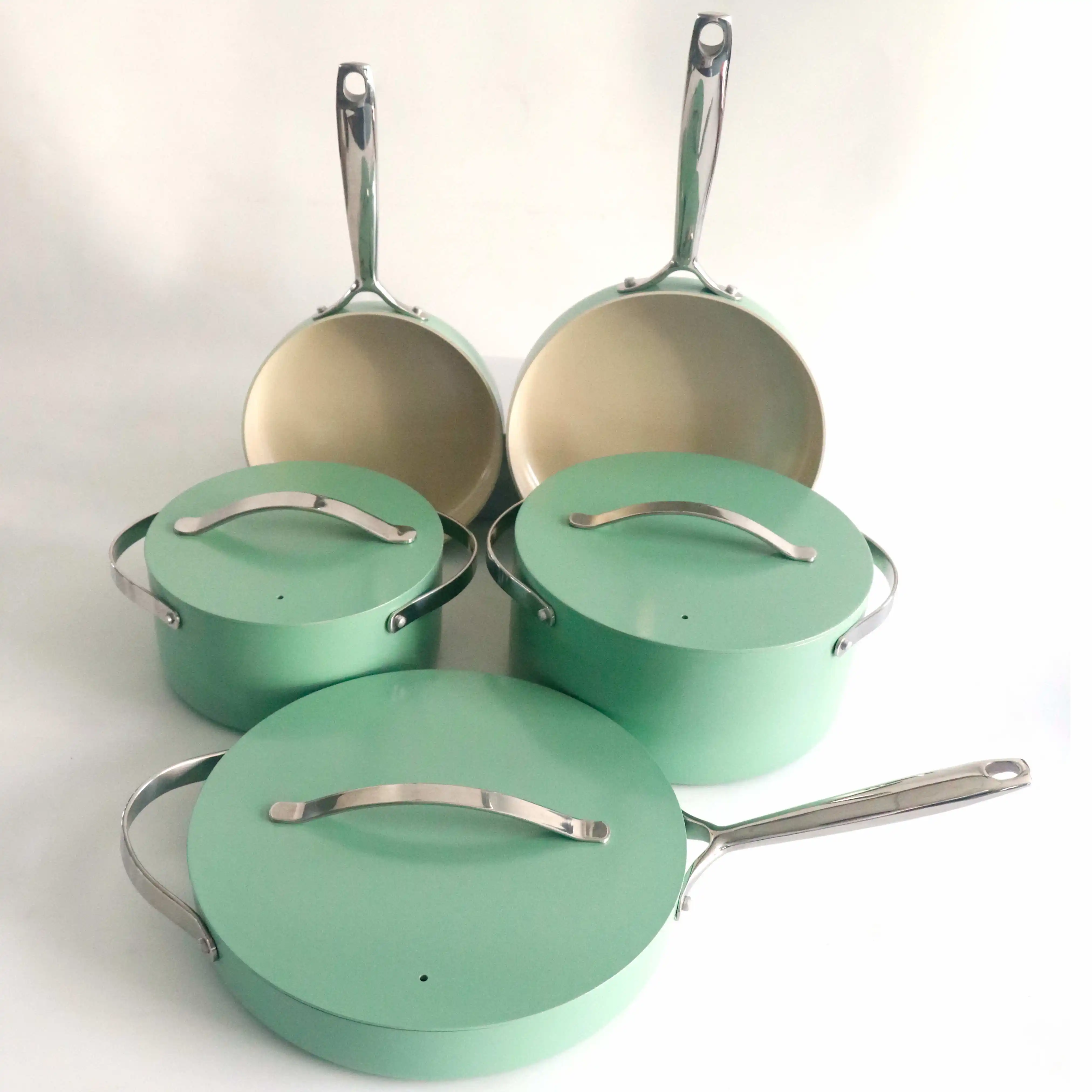 Vendita calda in alluminio antiaderente casseruola pentola da cucina utensili da cucina pressa Set pentole