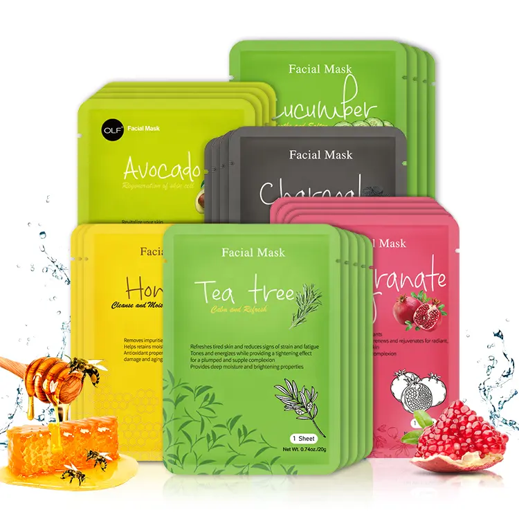 Melhor Private Label Skin Care Anti-acne Whitening Face Sheet Mask Atacado Coreano Hidratante Facial Sheet Mask