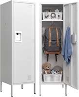 Casier en acier à porte simple sur pied avec pieds de support, armoire de rangement métallique verrouillable pour salle de sport, dortoir et bureau
