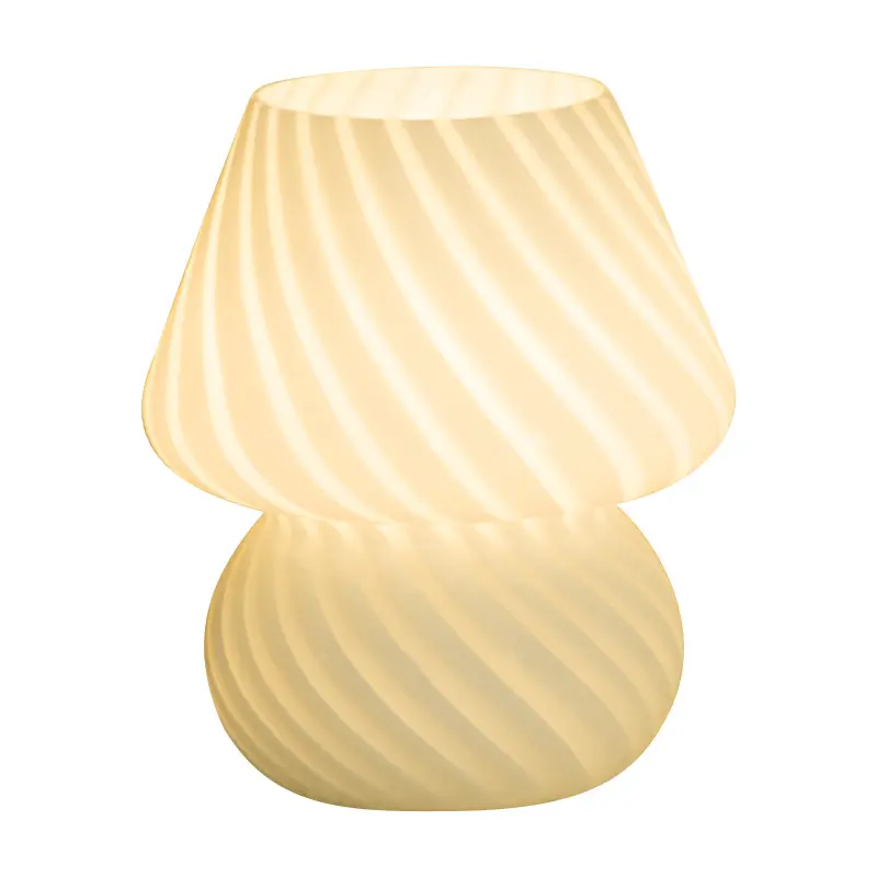 مصباح طاولة led بإضاءة ليلية من الزجاج الأبيض ذو شريط مزخرف بتصميم عتيق