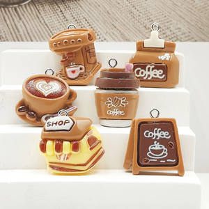 Cartoon Harz Kaffee maschine Schlüssel bund Creme Kleber Haarschmuck Stirnband Harz Nail Art Charms Dekorationen Bulk Supply - Product Image 2