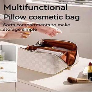 Checkerboard Pillow Makeup Bag Large Capacity Portable Ins New Network Celebrity Travel Cosmetics <b>Toiletries</b> <b>Storage</b> Bag - Product Image 3