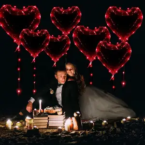 爱美派对心形发光二极管心形波波气球情人节婚礼装饰大清灯