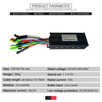 Contrôleur de moteur CC sans balais pour vélo, accessoires de scooter électrique modifié avec batterie au lithium 24V/36V/48V-30A à onde sinusoïdale