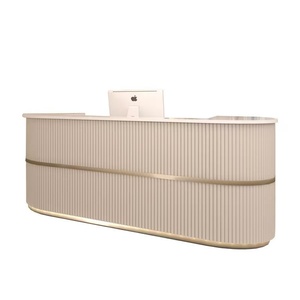 Custom Logo Cashier Front <b>Desk</b> Oval Reception <b>Desk</b> Hot Pink Salon Furniture <b>Simple</b> Clothing Store Reception <b>Desk</b> - Product Image 6