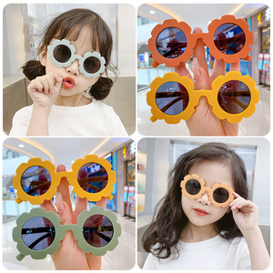 Kids <b>Sunglasses</b> 2022 <b>Round</b> Flower Fashion Children <b>Sunglasses</b> Girls Baby Shades Glasses UV400 - Product Image 3