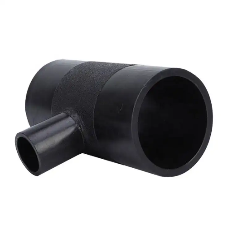 Buona qualità del Tee disuguale in Hdpe per l'agricoltura 75 Mm Pn 16 Hdpe riduzione Tee Sdr 11 Pn 16 riduttore a t di colore nero