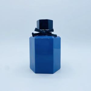 Botella de Vidrio Hexagonal Azul de 50 ml para Perfume, con Tapa de Plástico, para Uso Personal - Product Image 1