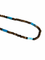 Collier ras du cou en pierre naturelle et coquille de noix de coco, perles et disques en bois, style bohème, avec rallonge pour femme