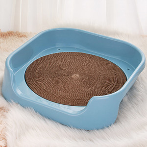 <b>Cat</b> <b>Scratching</b> <b>Post</b> And Bed Combo Round Corrugated Cardboard Durable Plastic <b>Cat</b> Supplies For Indoor <b>Cats</b> - Product Image 1