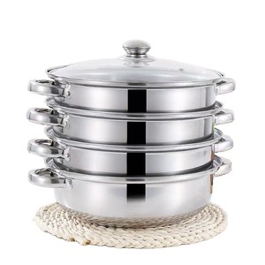 Casserole vapeur en acier inoxydable 28 cm, double couche, multi-usages, pour cuisinière à induction, avec panier vapeur - Product Image 5