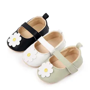 美丽的花朵设计便宜的软底棉网婴儿鞋白色帆布婴儿鞋