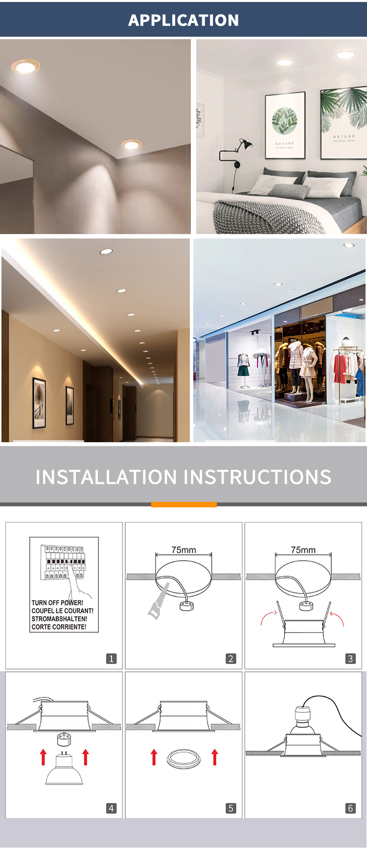 Adjustable Die-Casting Alu Gu10/Mr16 Recessed Downlights Fixtures office indoor