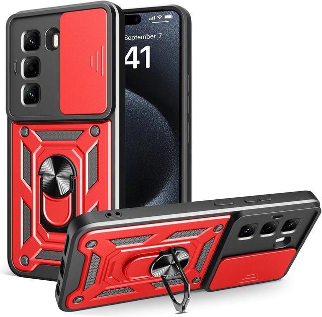 Lens Sliding Camera Phone Cases for Infinix Hot 50i 50 40i 40 Smart 9 8 Metal Ring Kickstand Camera Shockproof Mobile Back Cover
