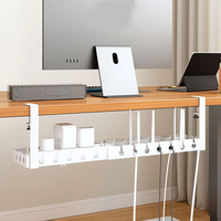 MIXWARES Support de gestion des câbles en métal sous le bureau, organisateur de câbles rétractable pour le bureau, la maison, le salon
