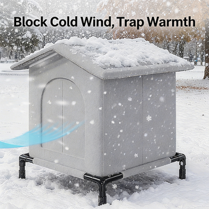 Abri pour chat imperméable et anti-froid, abri d'hiver extérieur chaud avec cadre surélevé, grand espace, lit pliable pour animaux de compagnie errants - Product Image 2