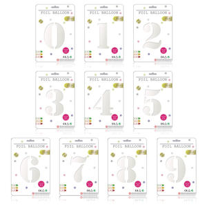Nicro 32 pulgadas Número 0-9 Globo de papel de aluminio Tarjeta individual Embalaje Fiesta de cumpleaños Número Mylar Globos de papel de aluminio - Product Image 4