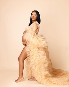 Nouvelles Robes Longues en Maille de Haute Qualité pour Femmes, Robes de Chambre de <span class=keywords><strong>Luxe</strong></span> Grande Taille Style Peignoir en Gaze, Pyjamas pour Femmes - Product Image 5