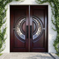 Porte d'entrée résidentielle en bois avec verre latéral, serrure intelligente sans clé à double sécurité ZS Custom Villa