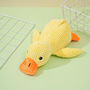 Saco de dormir de pato <span class=keywords><strong>amarillo</strong></span> Unisex de tamaño mediano pequeño, juguete para perros, sonido de molienda de dientes resistente a mordeduras, dispositivo práctico para aliviar el estrés de mascotas - Product Image 3