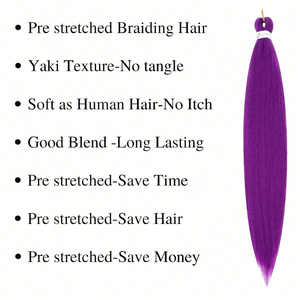 ผมถักตรง Ex155 ขนาด 30 นิ้ว สีม่วง เส้นใยคาเนคาลอน ยืดก่อนใช้งาน เนื้อผมแบบยาคิ สำหรับการใช้งานที่ยาวนาน - Product Image 1