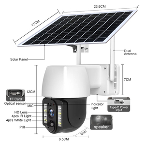 Nhà Máy Giá 3MP HD <span class=keywords><strong>4</strong></span> gam ống kính kép chuyển động phát hiện tự động theo dõi năng lượng mặt trời PTZ <span class=keywords><strong>Sim</strong></span> Thẻ 8000mAh pin năng lượng thấp mạng Máy ảnh - Product Image 2