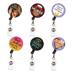 In stock, rotating alligator <b>clip</b>, retractable easy-pull <b>buckle</b>, be kind, ABS anti-loss keychain with back <b>clip</b>, printable - Product Image 1