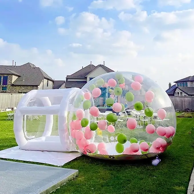 Casa de burbujas inflable tienda de cúpula tienda de burbujas inflable con túnel para fiesta tienda de burbujas