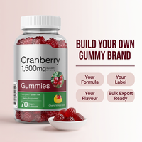Gummies à la canneberge en marque privée, OEM, véganes, sans gluten, saveur cerise et mangue, 70 gummies