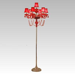 Wholesale 7 Lights Fabric <strong>Lamp</strong> Shade Red <strong>Gold</strong> Crystal Glass Floor <strong>Standing</strong> <strong>Lamps</strong> - Product Image 1
