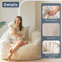 Meilleur Prix – Nouveau Pouf/Sofa Paresseux XL en Fausse Fourrure Super Douce et Lavable, Portable pour Intérieur, avec Mousse à Mémoire de Forme – Modèle 2025 Beige