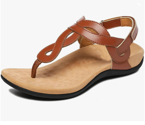 Sandales orthopédiques pour femmes avec soutien de la voûte plantaire, confortables, à lanières en T, orthopédiques, plates et décontractées - Product Image 3