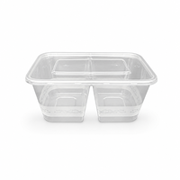 Boîte de préparation de repas à 2 compartiments de 1000 ml, récipient de stockage alimentaire jetable avec couvercle hermétique facile à ouvrir