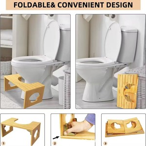 Bamboo <b>Foldable</b> Squat Toilet Stool For Elderly And Children With Non Slip Mat Height Increasing <b>Footstool</b> Home Use - Product Image 2