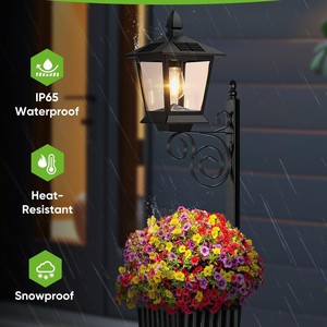 Lampadaire solaire d'extérieur avec <span class=keywords><strong>jardinière</strong></span> - Lumière de chemin LED vintage avec pot de fleurs pour la décoration de patio, de jardin et de cour - Product Image 5