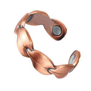 Brass Feather Shape <b>Ring</b> Vintage Style <b>Adjustable</b> Unisex Jewelry Daily Wear Magnetic Design - Product Image 1