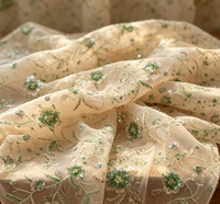 Tissu en tulle léger tissé en nylon/coton avec fleurs brodées, sequins et perles pour robes de mariée, de cérémonie et de mode pour filles, femmes et garçons