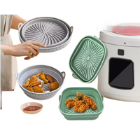 Panier d'accessoires pour friteuse à air en silicone antiadhésif, pliable, carré, rond, plateau de cuisson en silicone pour friteuse, doublure en silicone pour friteuse