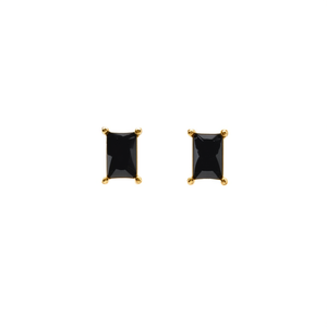 Fashion <b>Stud</b> <b>Earrings</b> 316L Stainless Steel PVD Gold Plating Sustainable Resistant <b>Black</b> Onyx Pearl Inlay - Product Image 1