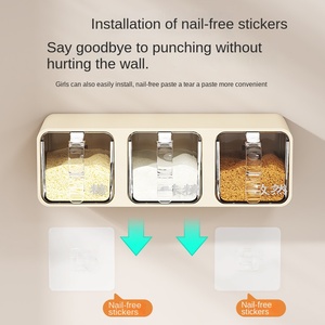 Hộp đựng gia vị nhựa cao cấp gắn tường cho nhà bếp, đựng bột ngọt, muối, tiêu, gia vị, đa năng, đựng thảo mộc - Product Image 3