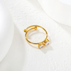 แหวนแฟชั่น แหวนเปิดรูปทรงเรขาคณิตสำหรับผู้หญิง ชุบทอง 18k ประดับเพชรแบบ Pave Setting เครื่องประดับสำหรับงานปาร์ตี้ - Product Image 4