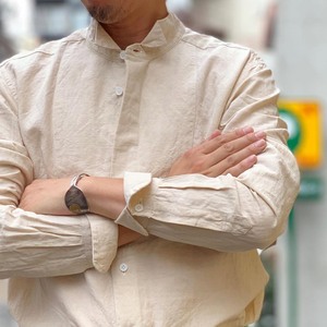 <span class=keywords><strong>Camisa</strong></span> de Hombre 2026, <span class=keywords><strong>Nueva</strong></span>, Elegante, de Lino y Algodón, Manga Larga, Cuello Alto, Color Sólido, ODM y OEM - Product Image 2